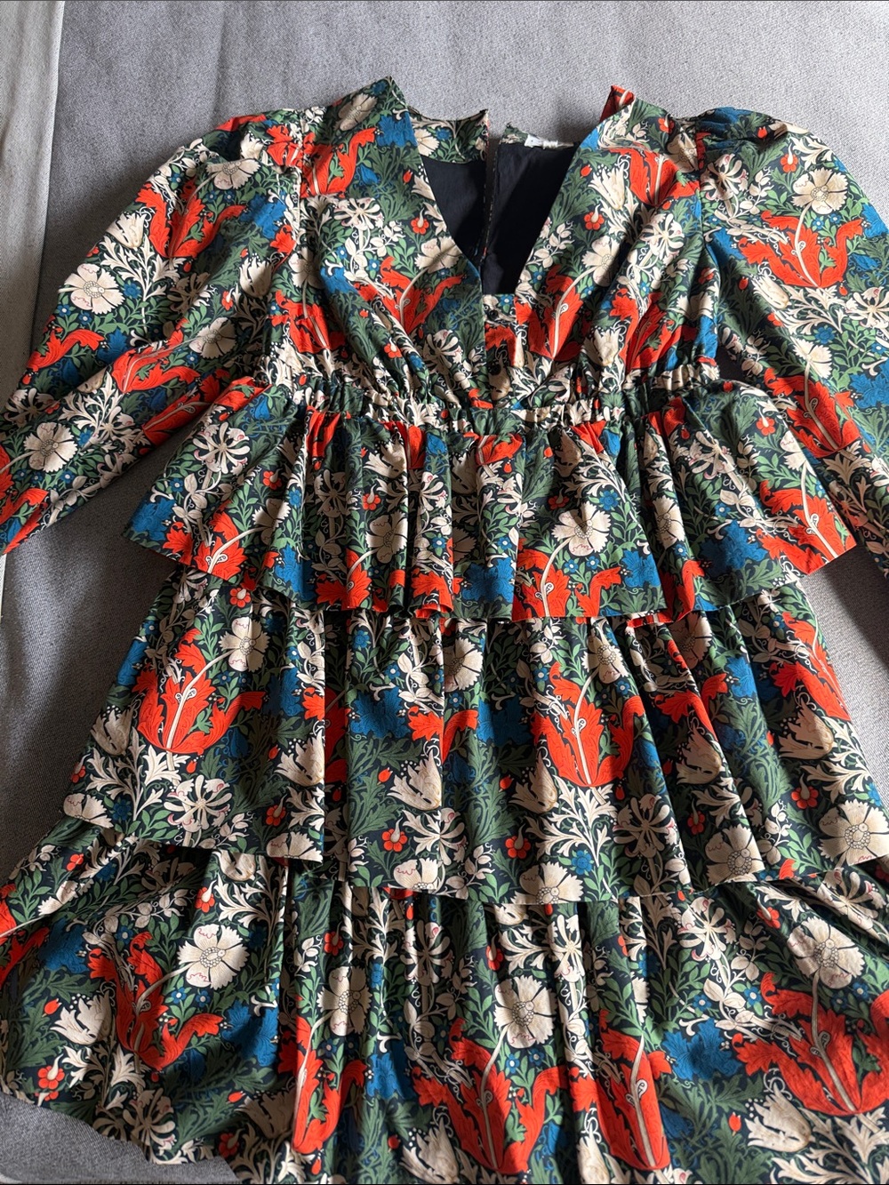 Tracey Reese x Hope for Flowers' Floral Tiered Dress in Green, Blue & Red